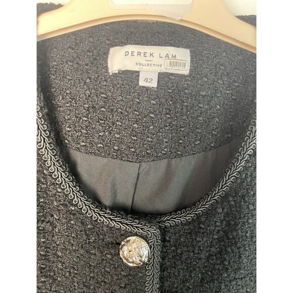 rtr $595 Derek Lam Collective Tweed Black Jacket Sz 42 /6 marled preppy blazer - Picture 3 of 5